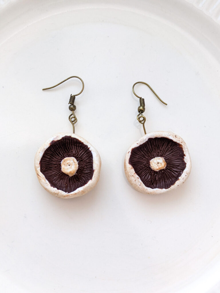 Portobello Mushroom Cap Polymer Clay Earrings